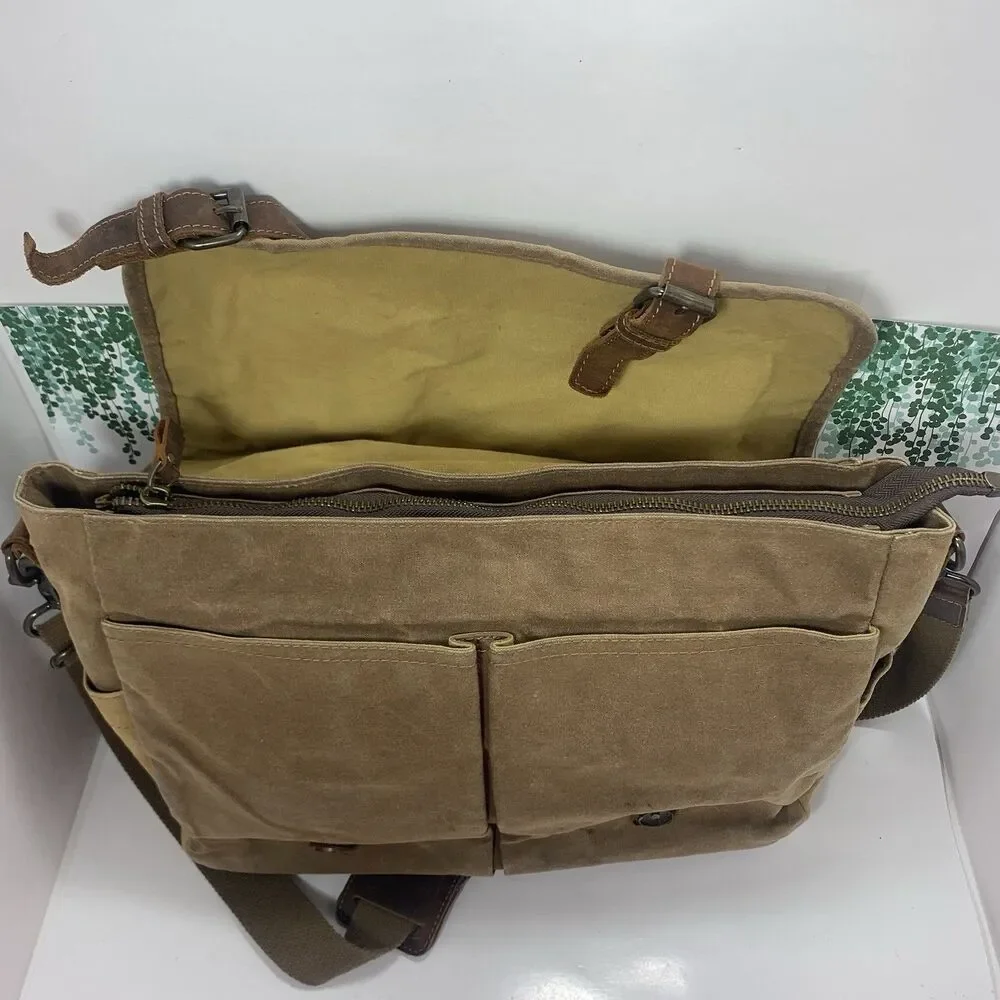 NEWHEY Waxed Waterproof Messenger Bag Laptop Briefcase Shoulder Strap Classic